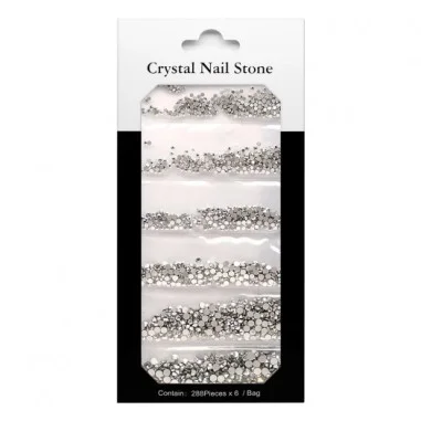 Strass crystal SILVER nail stone 6x288 pièces